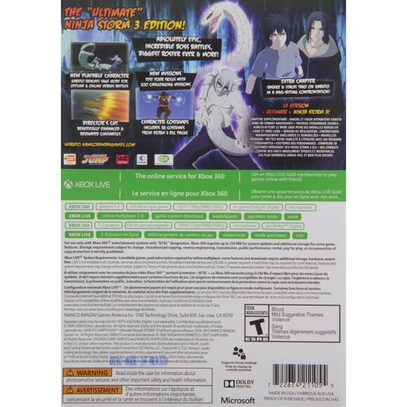Naruto Shippuden Ultimate Ninja Storm 3: Full Burst (Microsoft Xbox 360, 2013) - Picture 2 of 2